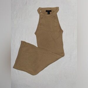 Forever 21 Tan Ribbed Asymmetrical Halter Bodycon Dress